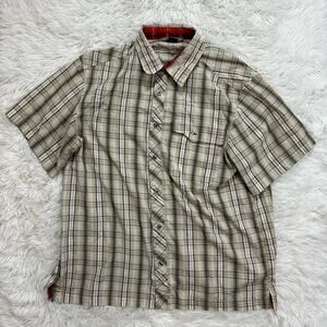Outdoor Research Men’s Plaid Button Up Shirt | Cream and Black | Size Large